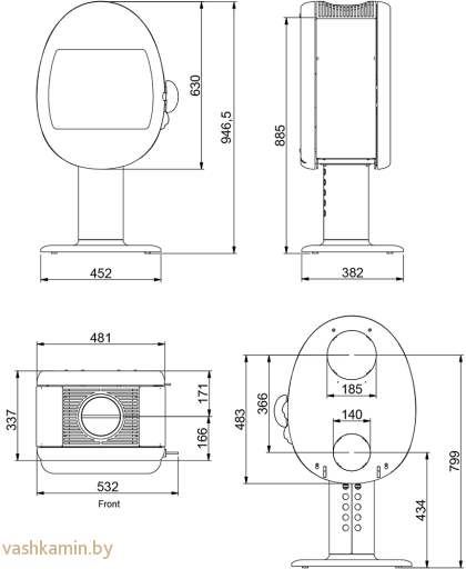 Scan 66-2 Pedestal BP печь-камин