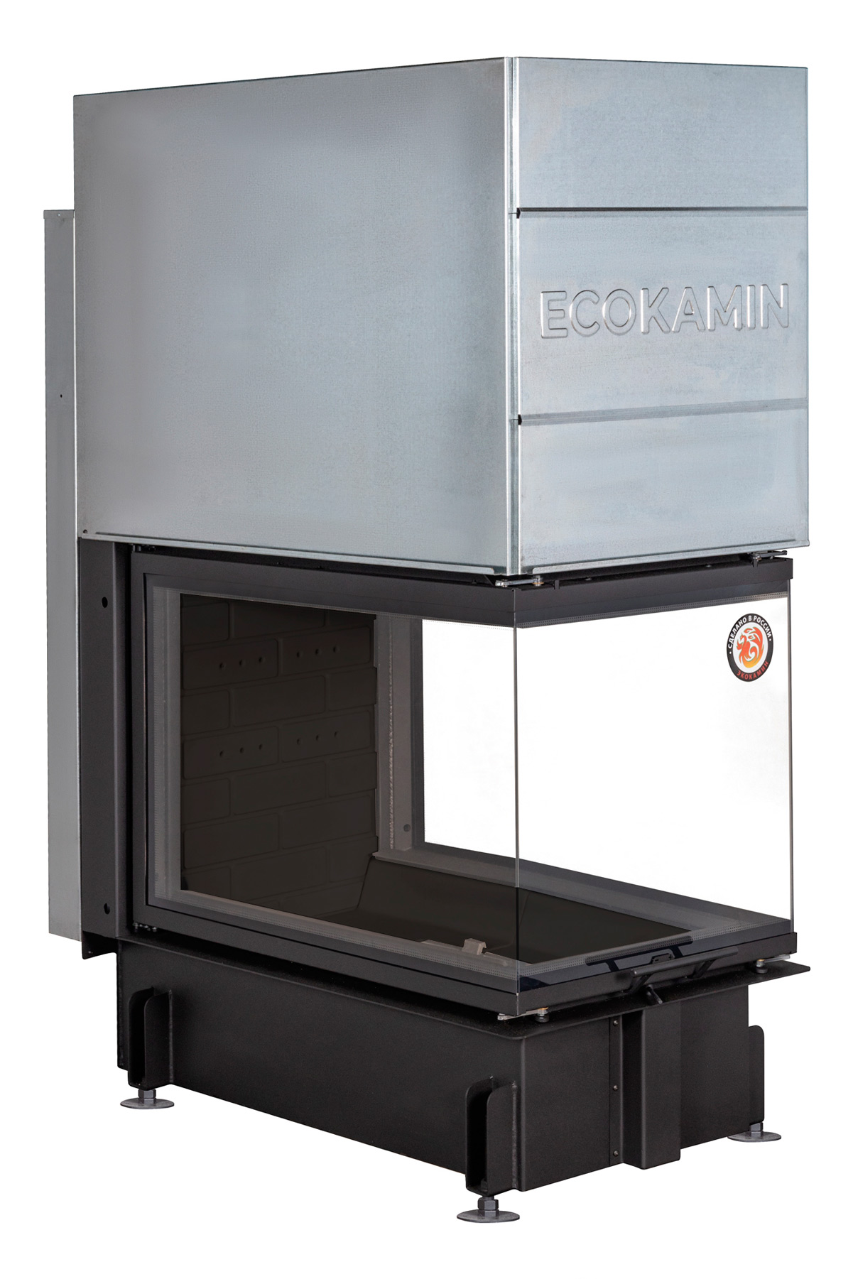 Топка ДЕЛЬТА 900PВ три стекла принтинг черный шамот подовое горение