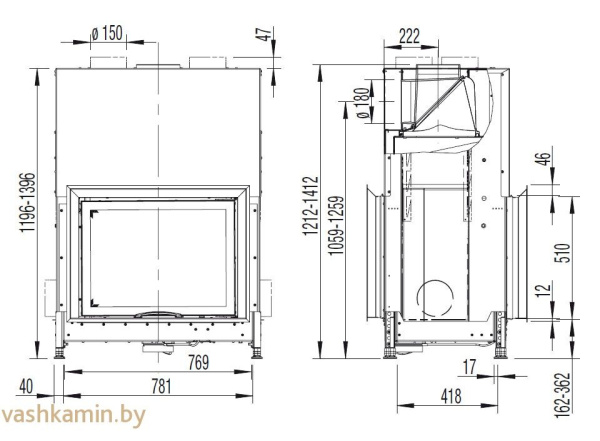 Austroflamm 75x51 SII 2.0 Тоннельная каминная топка