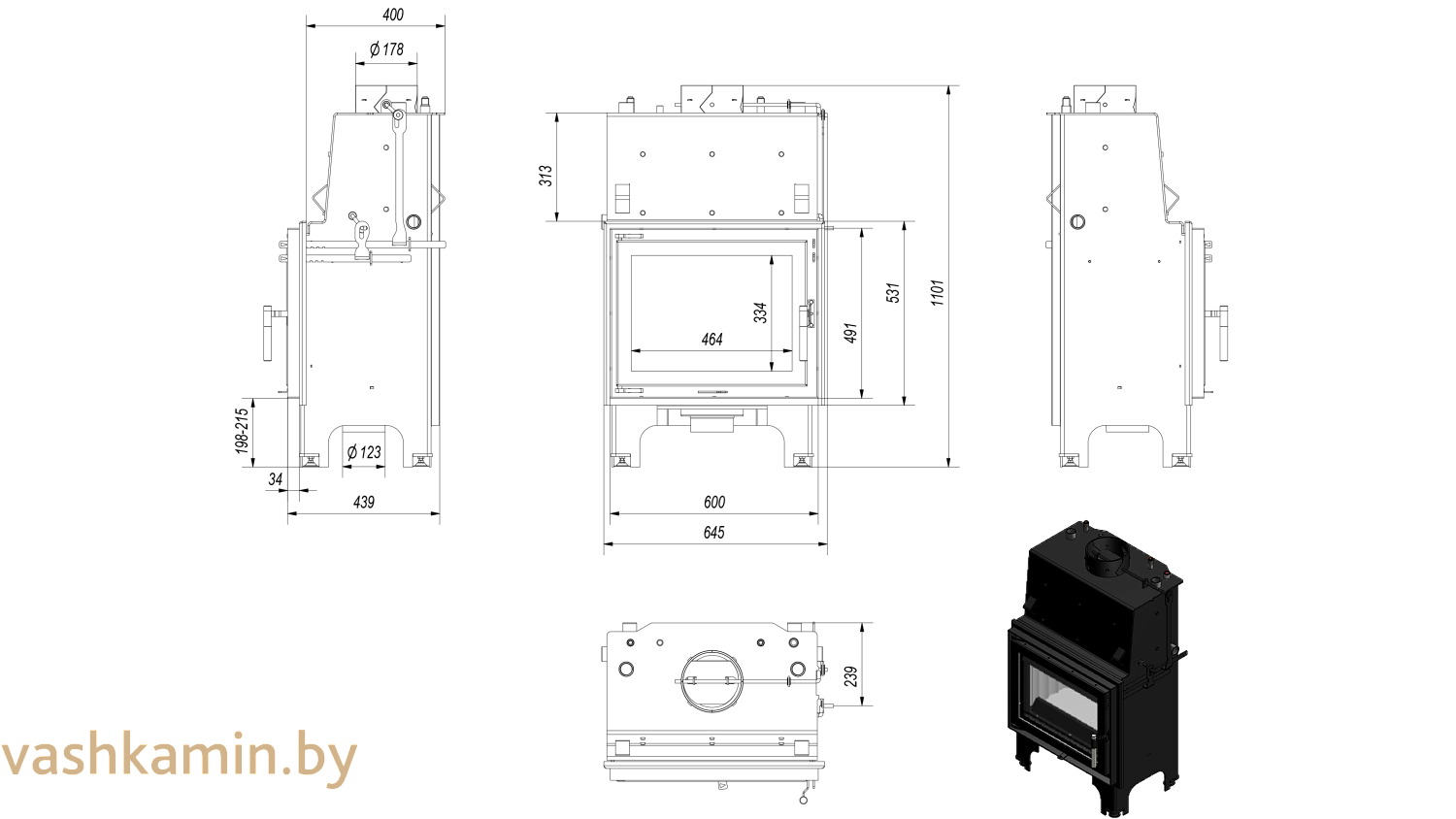 AQUARIO/M/8/PW/W Каминная топка с водяным контуром