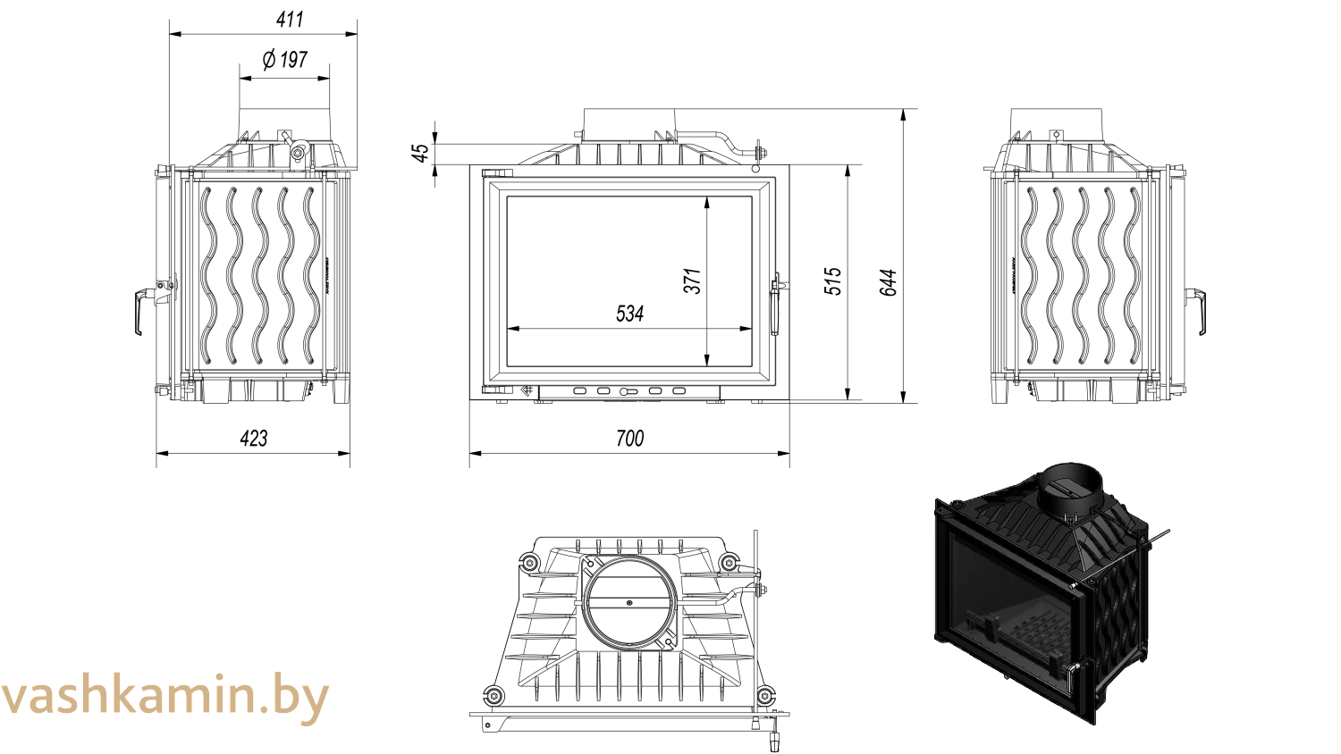 ERYK/700 12 Каминная топка Kratki