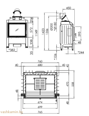 Spartherm Linear 4S Varia 1V57 темный шамот каминная топка