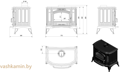 Печь камин Kratki KOZA K9