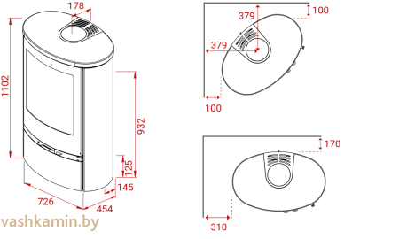 Печь-камин Lotus Jubilee 35 Indian Night с нижней дверцей