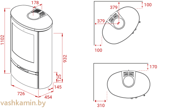 Печь-камин Lotus Jubilee 35 S  стеатит c нижней дверцей