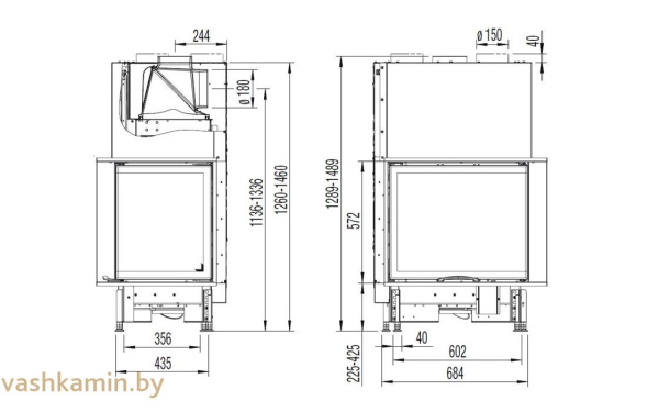 Austroflamm 69x49x57 S 2.0-R Угловая каминная топка