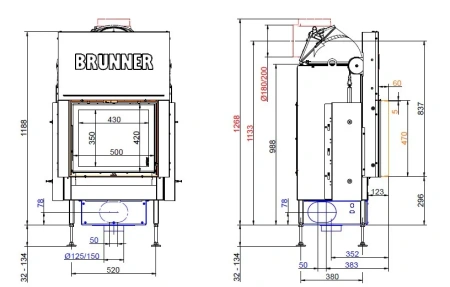 BKH flat 42-50 ST Brunner каминная топка Green