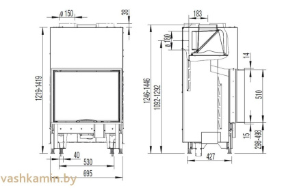 Austroflamm 65x51 S 2.0 Каминная топка с подъемом стекла вверх