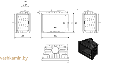 WIKTOR/DECO 14 Каминная топка Kratki