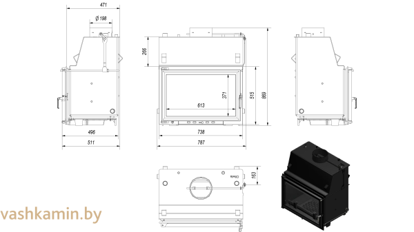 OLWIA/PW/22/W каминная топка с водяным контуром