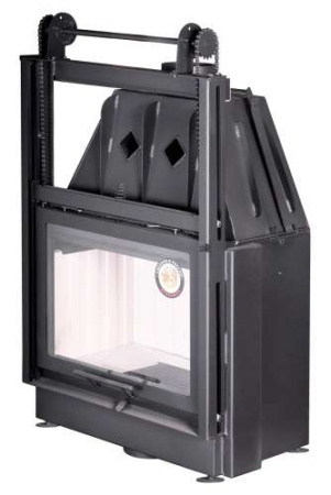 Каминная топка Экокамин АЛЬФА 700 KВ с контргрузом черный/белый шамот