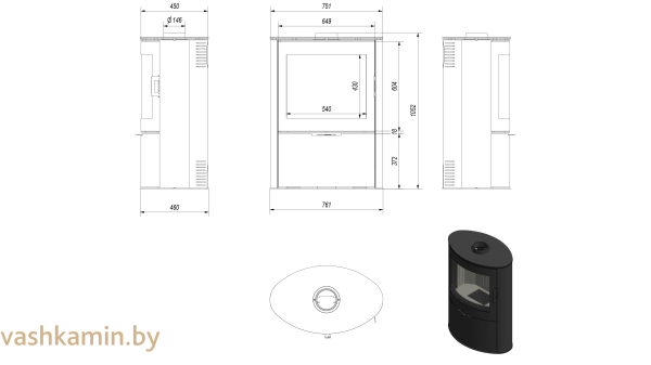 Печь камин Kratki KOZA AB S2