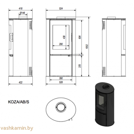 Печь камин Kratki KOZA AB S DR