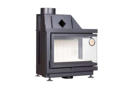 Топка АЛЬФА 700 RB два стекла правая белый/черный шамот(подовая)