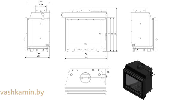 FELIX/PW/14/W/DECO каминная топка с водяным контуром