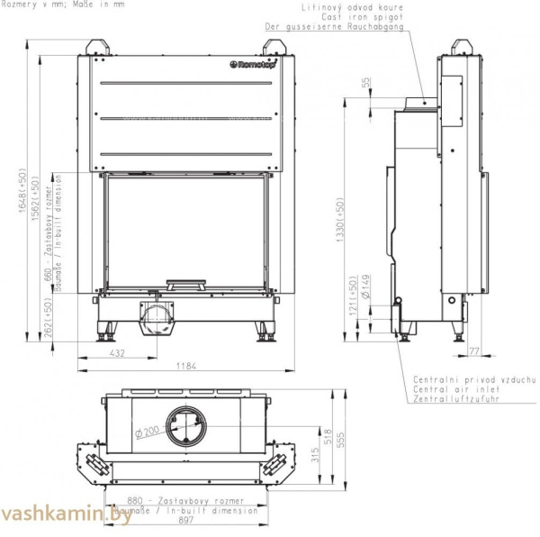 Romotop HEAT 3G L 88.66.01 каминная топка с подъемом стекла вверх