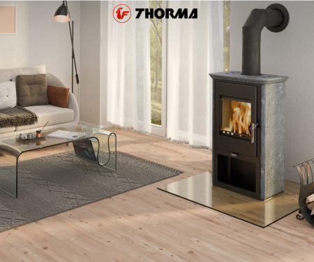 Печь-камин Thorma  ODENSE серая/серпентино