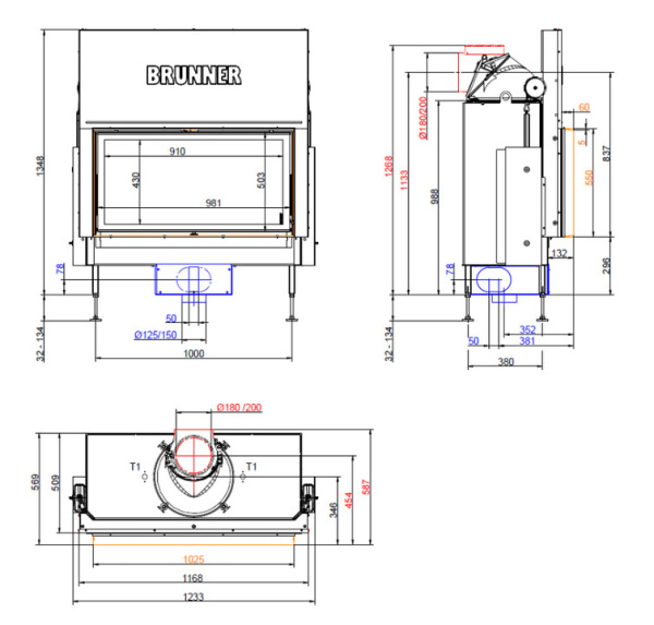 BKH flat 42-98 ST Brunner каминная топка Green