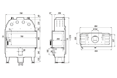 DEFRO HOME INTRA ME BL/BP SLIM Каминная топка
