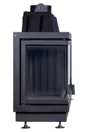 Каминная топка Экокамин Альфа 800 LB два стекла левая черный/белый шамот