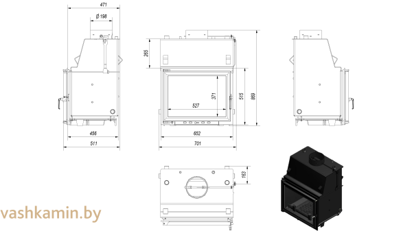 ZUZIA/PW/15/W каминная топка с водяным контуром