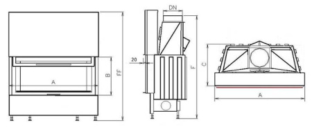 KOBOK Chopok L 110, VD 1170*570 Каминная топка с подъёмом