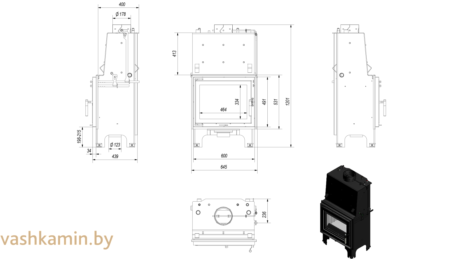 AQUARIO/M/12/PW/W Каминная топка с водяным контуром