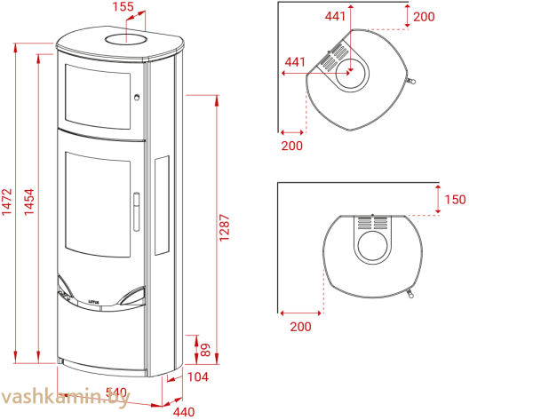 Печь-камин Lotus Prio 7 steel sides