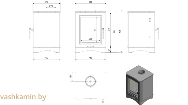 Печь камин Kratki KOZA K5 S