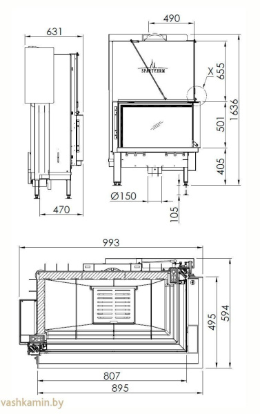 Spartherm Premium V-2R80h светлый шамот каминная топка
