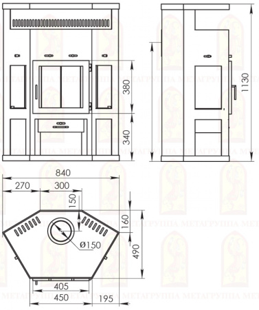 Печь-камин “Енисей” АОТ-11,0