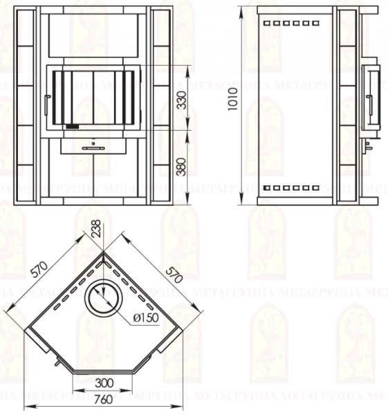 Печь-камин “Амур” АОТ-9,0-04