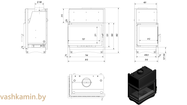 OLIWIA/PW/BL/17/BS/W каминная топка с водяным контуром