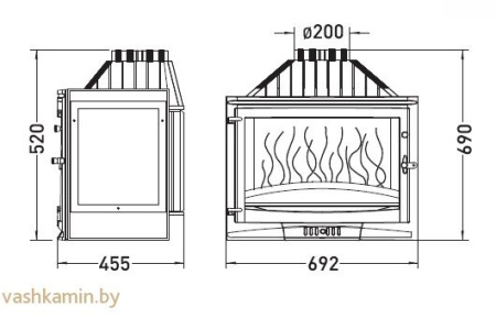 Каминная топка 700 Selenic 3 vitres