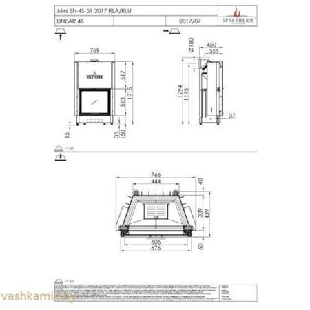 Spartherm Linear 4S Mini SH темный шамот каминная топка