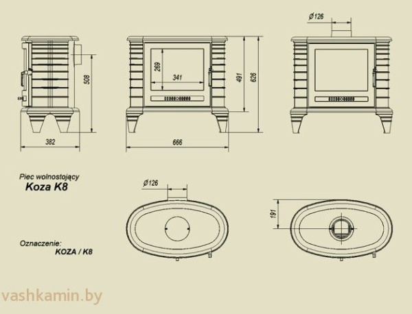 Печь камин Kratki KOZA K8