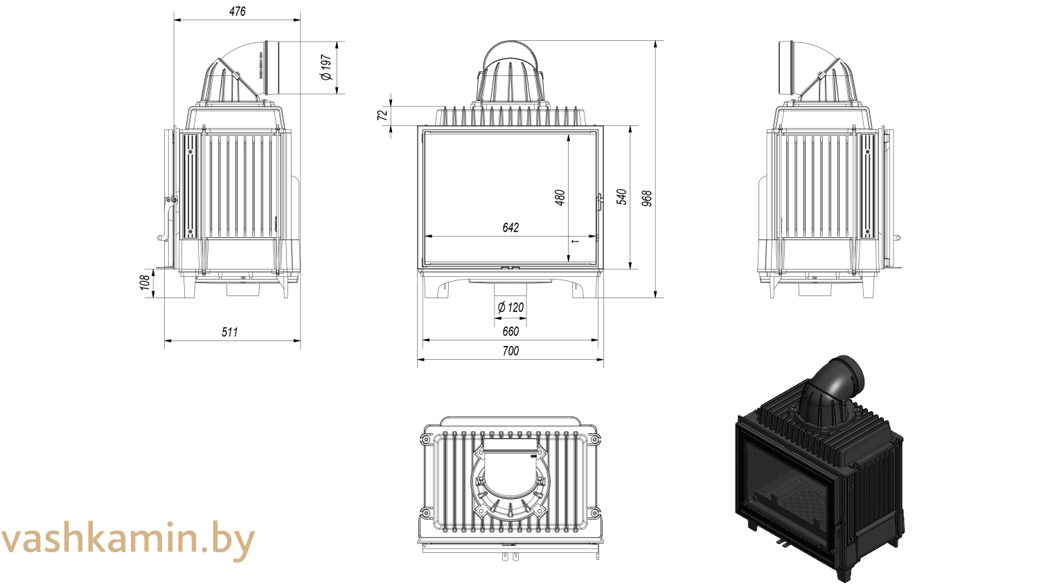 FRANEK/12/PF Каминная топка Kratki