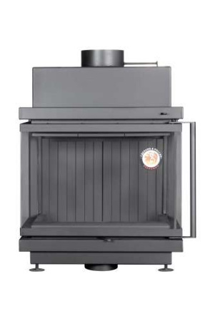 Каминная топка Экокамин АЛЬФА 700 три стекла подовая черный/белый шамот