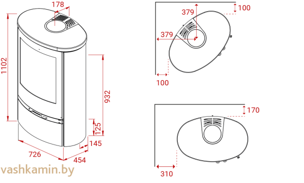 Печь-камин Lotus Jubilee 35 S стеатит без нижней дверцы