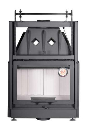 Каминная топка Экокамин АЛЬФА 700 KВ с контргрузом черный/белый шамот