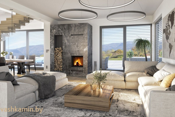 IMPRESSION 2G 55.60.01- каминная топка с черным шамотом и двойным остеклением