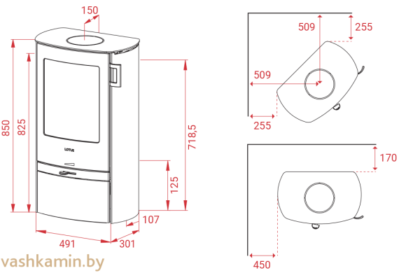 Печь-камин Lotus Jubilee 15 Steel