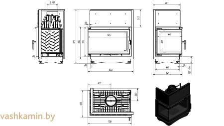 OLIWIA/L/BS/DECO 18 Угловая каминная топка Kratki