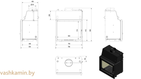 OLIWIA/PW/22/W/DECO  каминная топка с водяным контуром