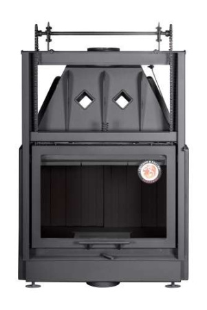 Каминная топка Экокамин АЛЬФА 700 KВ с контргрузом черный/белый шамот