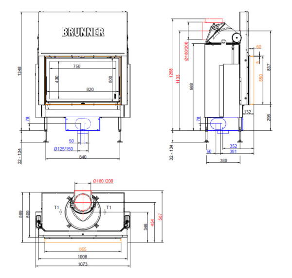 BKH flat 50-82 ST Brunner каминная топка Green