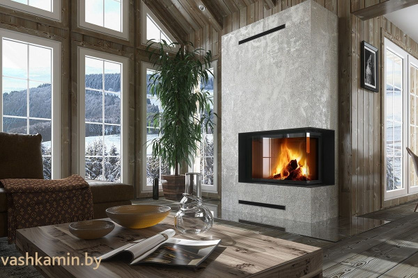 IMPRESSION R/L 2G S 71.60.34.21-угловая каминная топка с белым шамотом