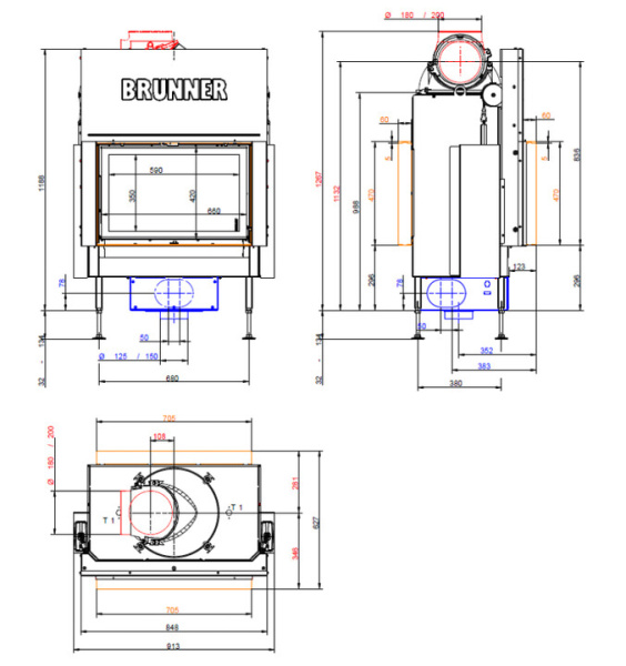 BKH tunnel 42-66 DT-DT Brunner каминная топка Green