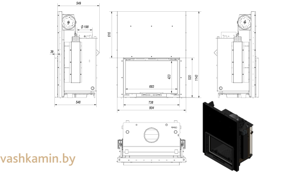 OLIWIA/PW/17/G/W каминная топка с водяным контуром