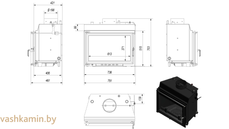 WIKTOR/PW/12/W Каминная топка с водяным контуром